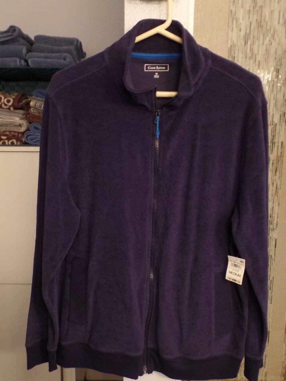 CLUB ROOM - Men's Zipper Terry Jacket - Navy - NWT - Medium